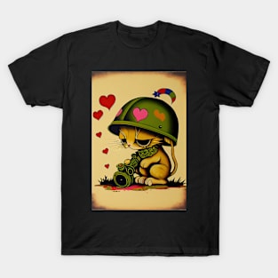Valentine Army Cat with missile launcher T-Shirt